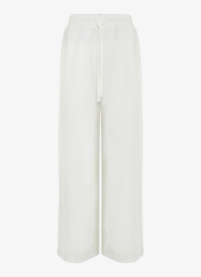 Phase Eight Dames Rowan high waist wide fit broek in linnenblend in de kleur White