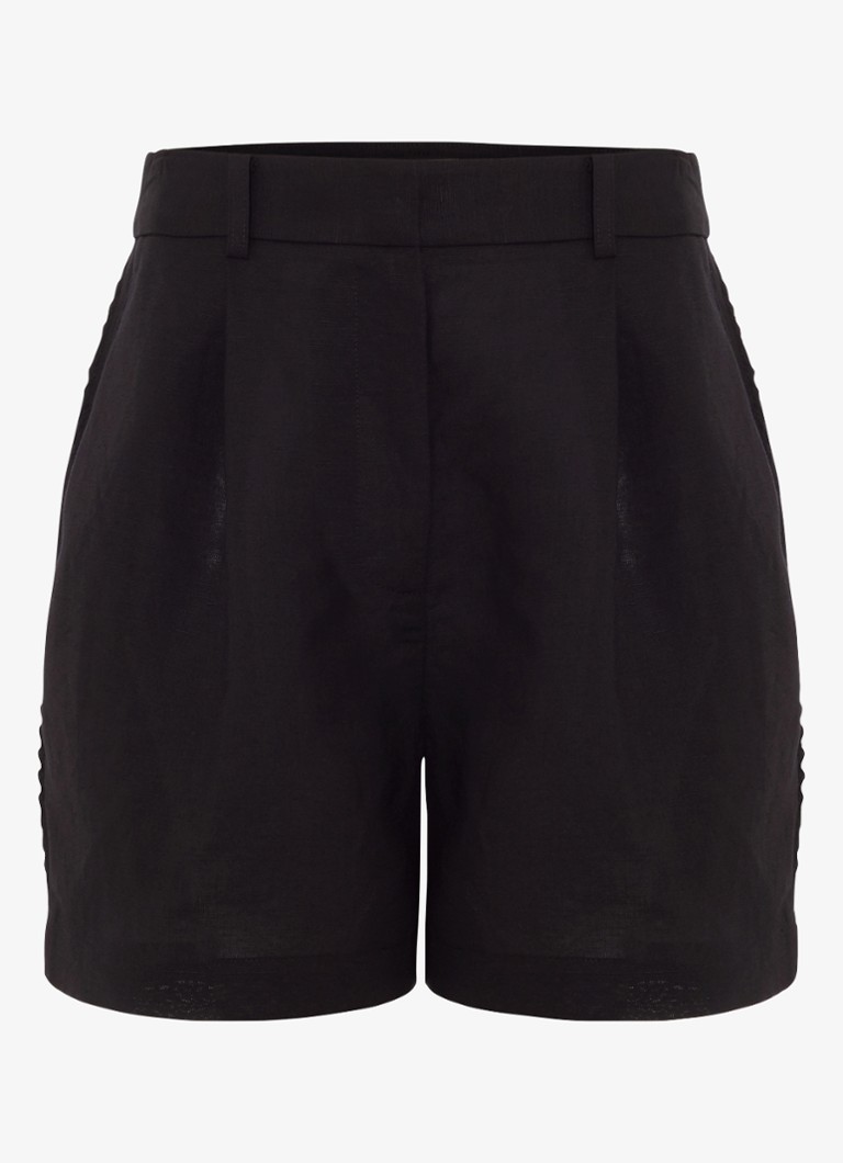 Phase Eight Dames Arnie high waist loose fit korte broek in linnenblend in de kleur Zwart