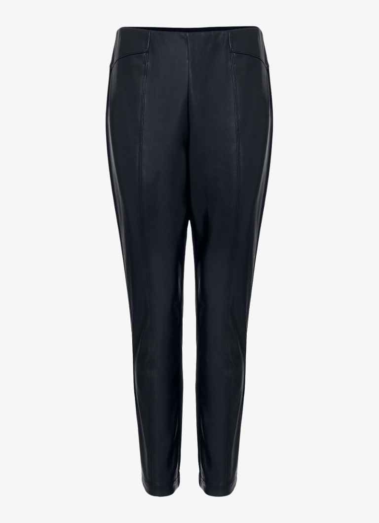 Phase Eight Dames Alora high waist slim fit broek van immitatieleer in de kleur Zwart