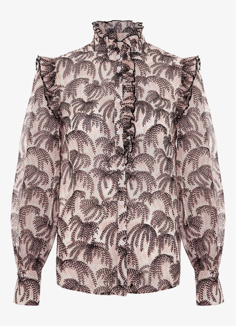 Phase Eight Dames Serena blouse met bladprint in de kleur Creme