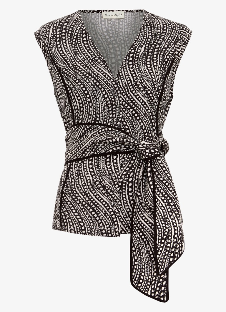 Phase Eight Dames Mariana top met V-hals en strikceintuur in de kleur Zwart