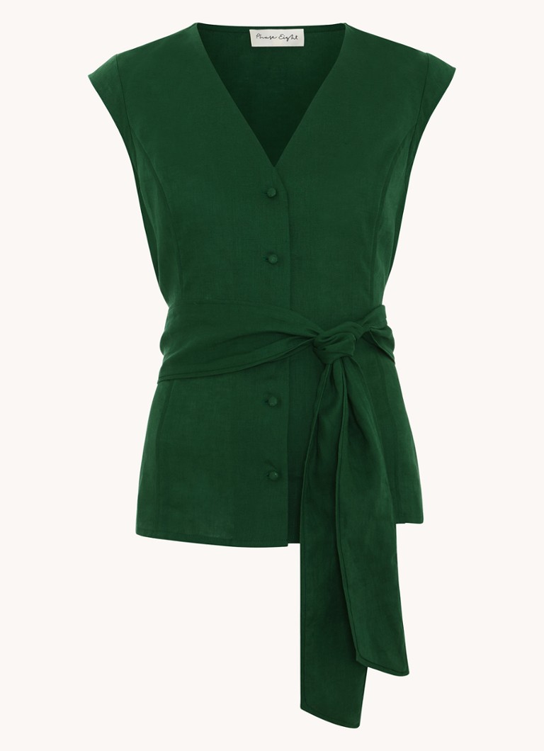 Phase Eight Dames Mariana tuniek van linnen met strikceintuur in de kleur Groen