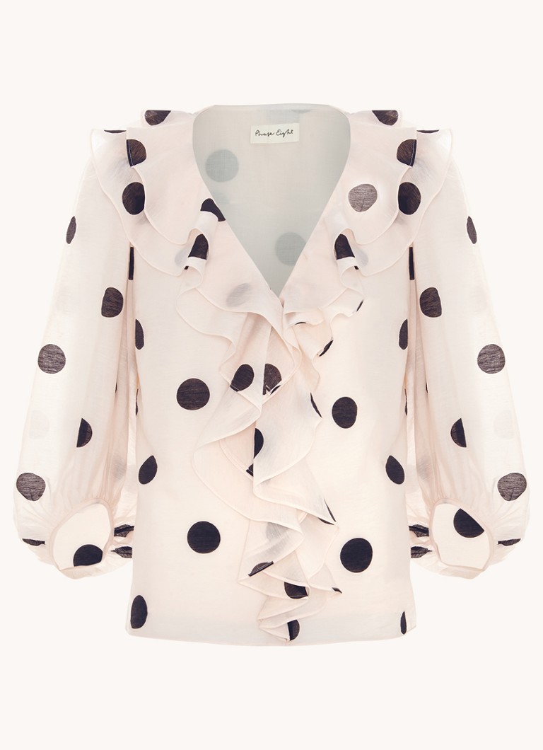 Phase Eight Dames Jaqlyn blouse in linnenblend met stippenprint in de kleur Lichtroze