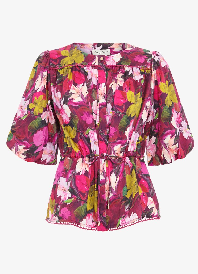 Phase Eight Dames Pia blouse met bloemenprint in de kleur Donkerroze