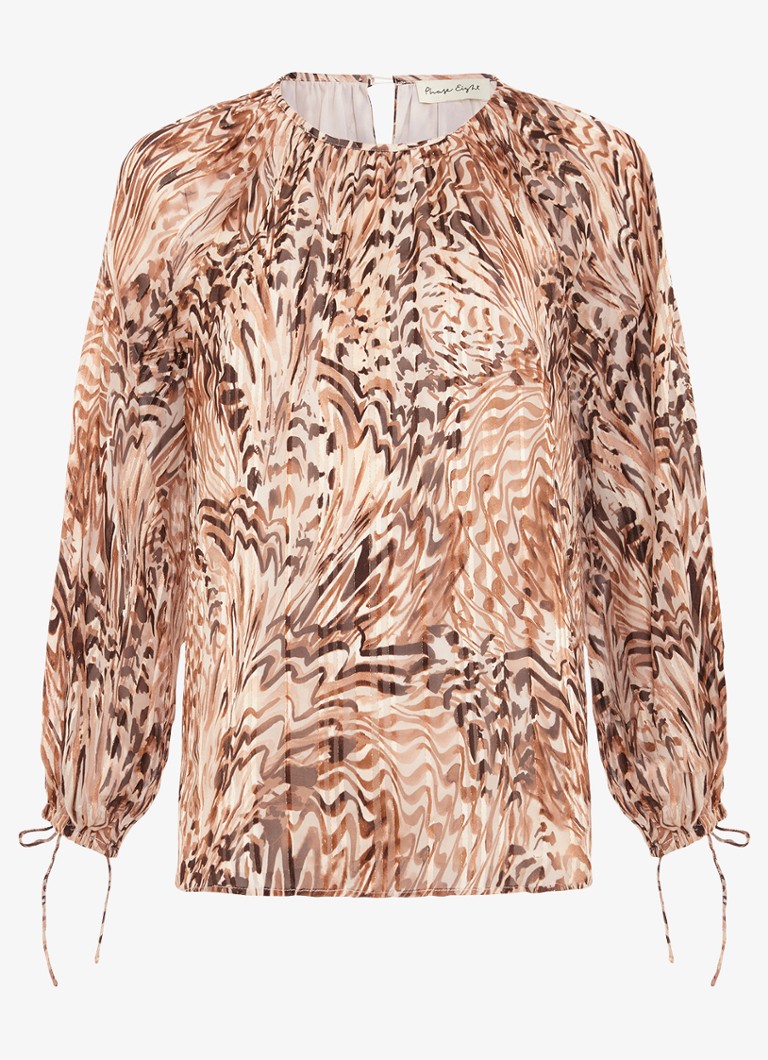 Phase Eight Dames Rafaella blouse met grafische print in de kleur Lichtbruin