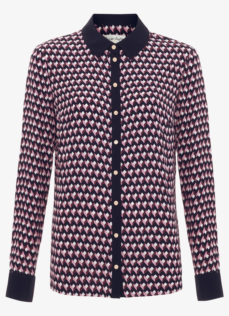 Phase Eight Dames Briar blouse met grafische print in de kleur Donkerblauw
