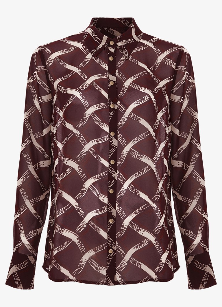 Phase Eight Dames Cora blouse met print in de kleur Donkerrood