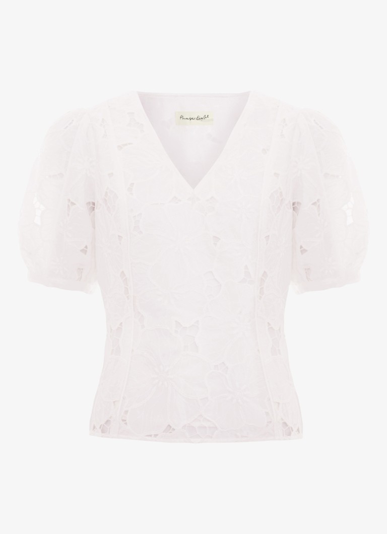 Phase Eight Dames Marina top met broderie in de kleur Ivoor