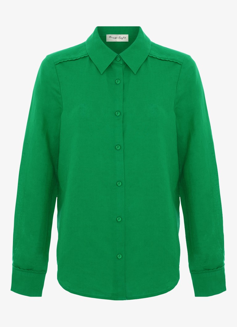 Phase Eight Dames Sloane blouse in linnenblend in de kleur Groen