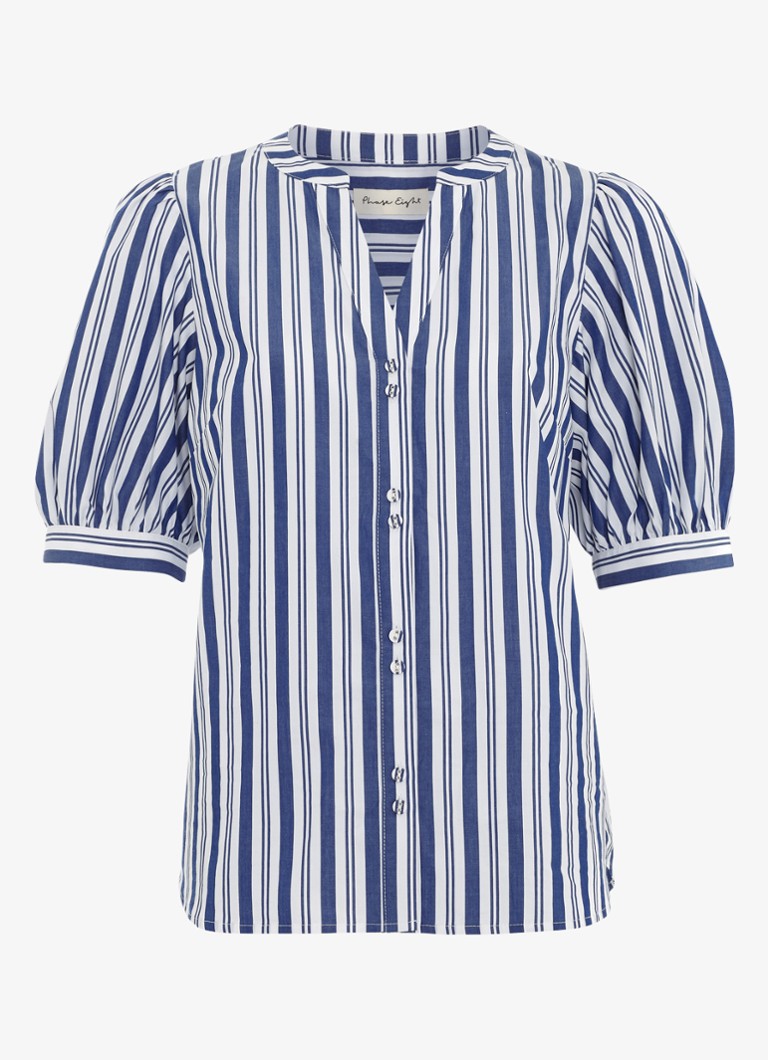 Phase Eight Dames Ariana blouse met streepprint en pofmouw in de kleur Donkerblauw