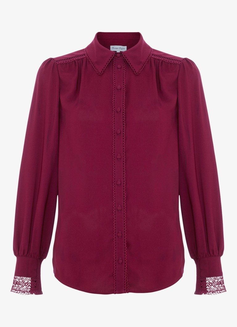 Phase Eight Dames Uma blouse met details van kant in de kleur Bordeauxrood