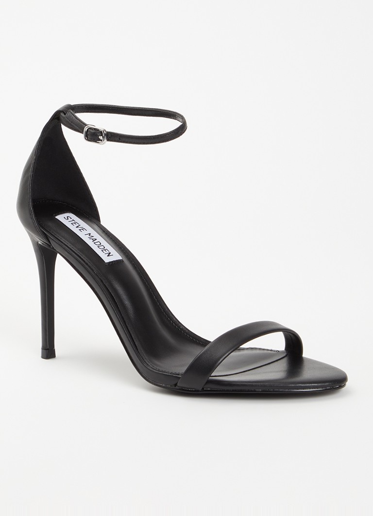 Steve Madden Dames Tecy sandalette van leer in de kleur Zwart, maat: 40