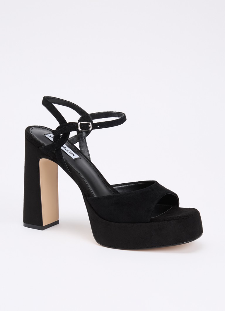 Steve Madden Dames Miliana sandalette van suède in de kleur Zwart, maat: 40