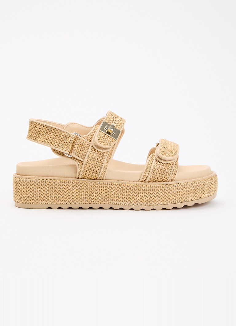 Steve Madden Dames Bigmona sandaal van raffia in de kleur Beige, maat: 40