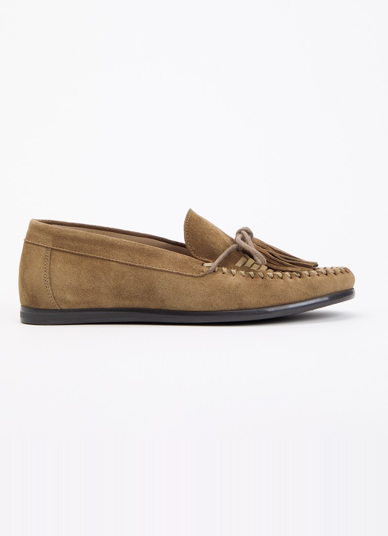 Steve Madden Dames Yaira mocassin van suède met franjes in de kleur Lichtbruin, maat: 42