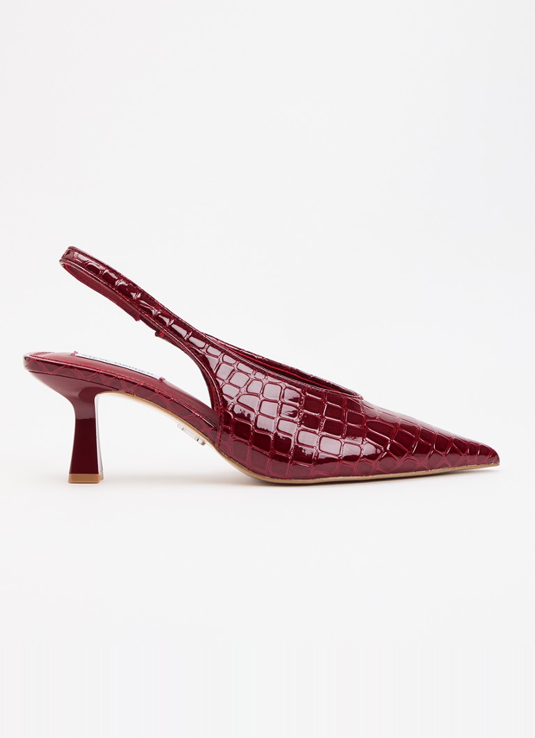 Steve Madden Dames Alari slingback met crocostructuur in de kleur Bordeauxrood, maat: 41