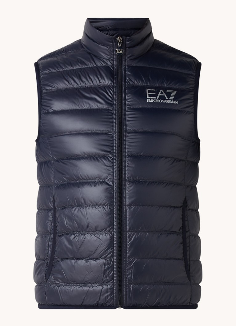 Armani Heren Gewatteerde trainingsbodywarmer met donsvulling in de kleur Donkerblauw