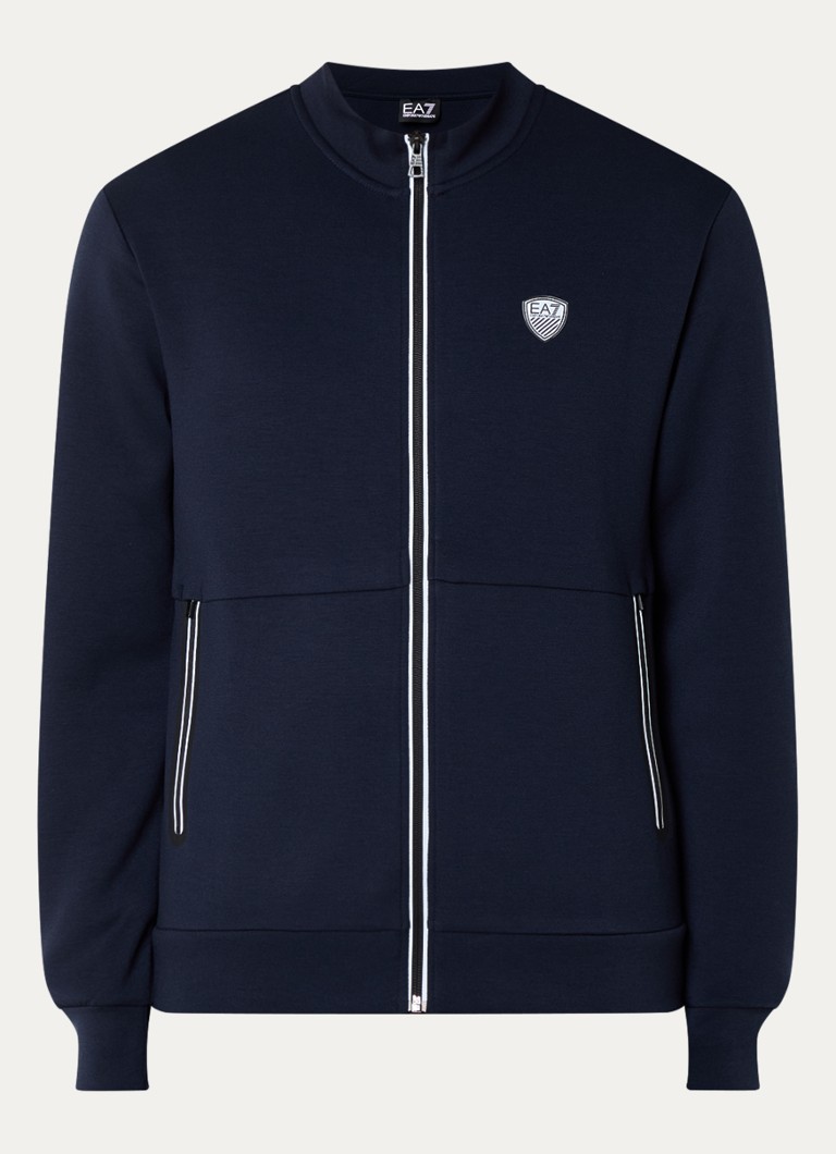 Armani Heren Sweatvest met logo en ritszakken in de kleur Indigo