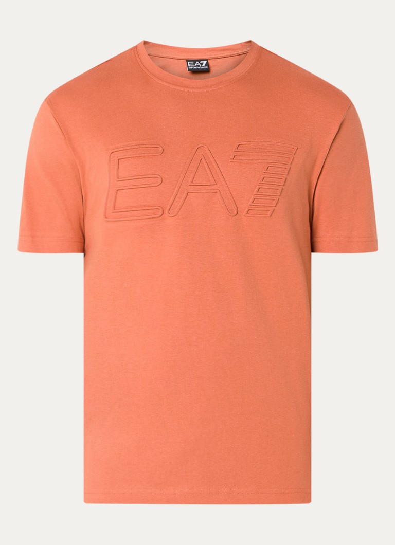 Armani Heren T-shirt met 3D logoprint in de kleur Oranjerood