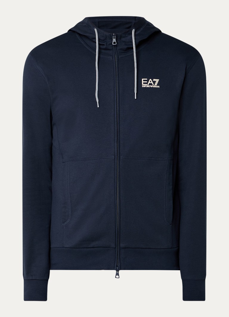 Armani Heren Sweatvest met logo en capuchon in de kleur Donkerblauw