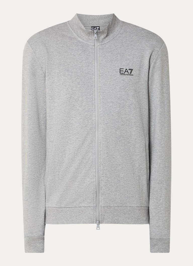 Armani Heren Sweatvest met logo in de kleur Grijsmele