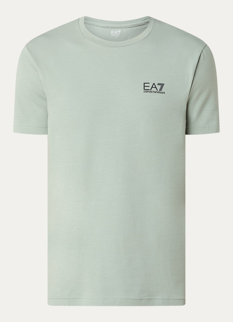 Armani Heren T-shirt met logo in de kleur Lindegroen
