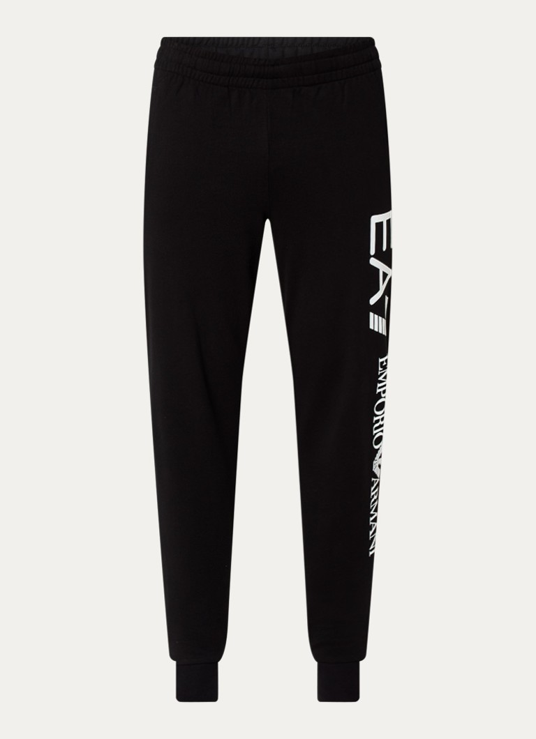 Armani Heren Tapered fit joggingbroek met logoprint en steekzakken in de kleur Zwart