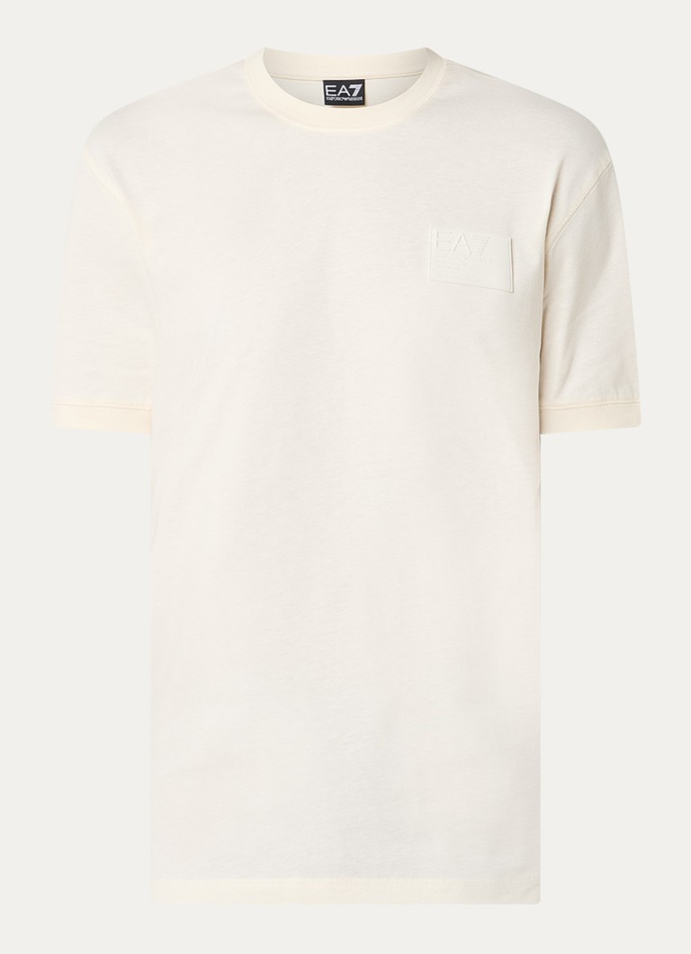 Armani Heren T-shirt met logo in de kleur Creme