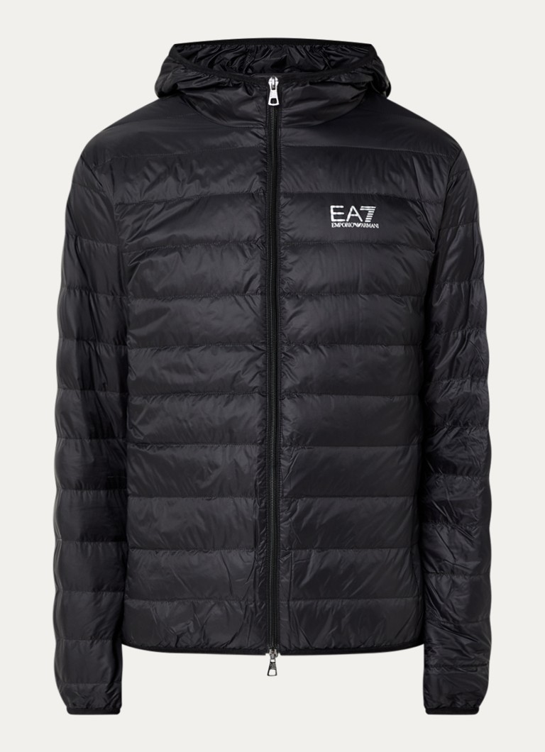 Armani Heren Gewatteerd jack met donsvulling en logo in de kleur Zwart