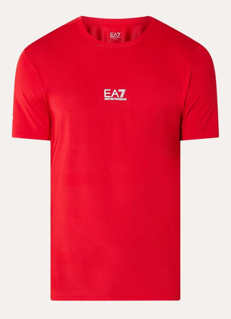 Armani Heren T-shirt met logoprint in de kleur Rood