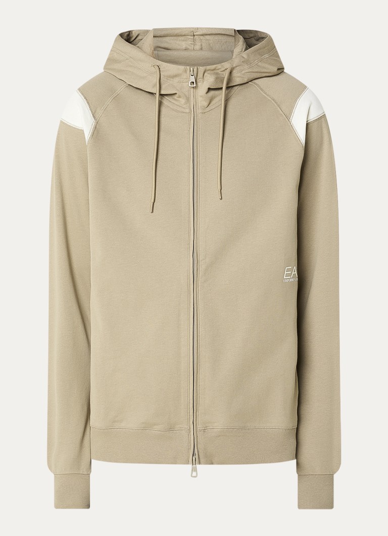 Armani Heren Sweatvest met logoprint in de kleur Beige