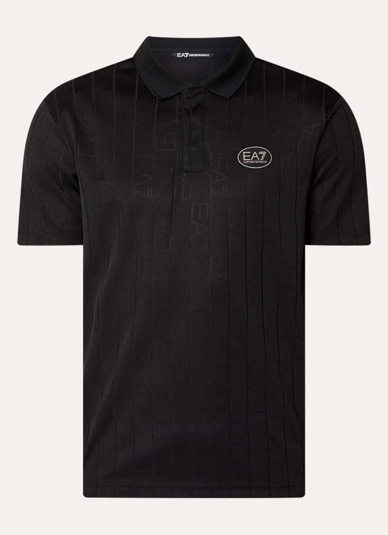 Armani Heren Regular fit polo met logoprint in de kleur Fancy black logo / zwart