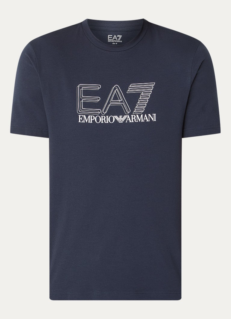 Armani Heren T-shirt met logoprint in de kleur Indigo