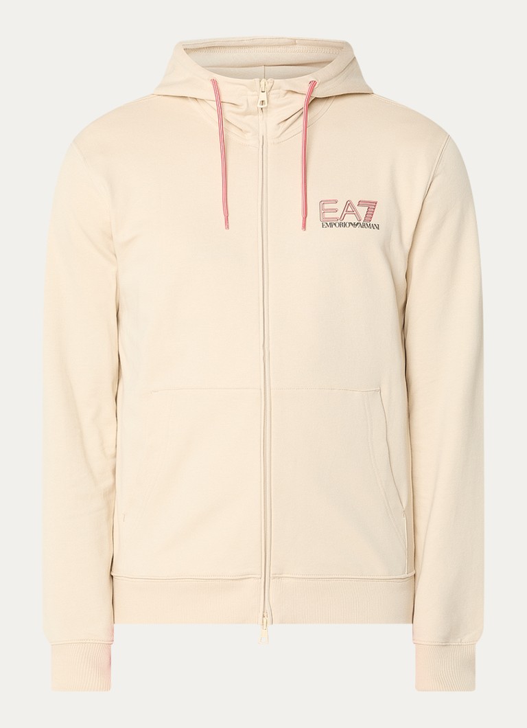 Armani Heren Sweatvest met logoprint in de kleur Beige