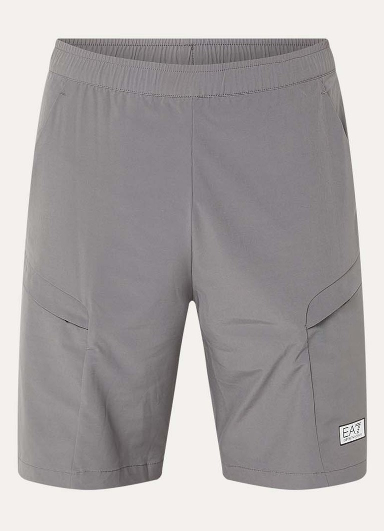 Armani Heren Straight fit korte trainingsbroek met logo in de kleur Grijs