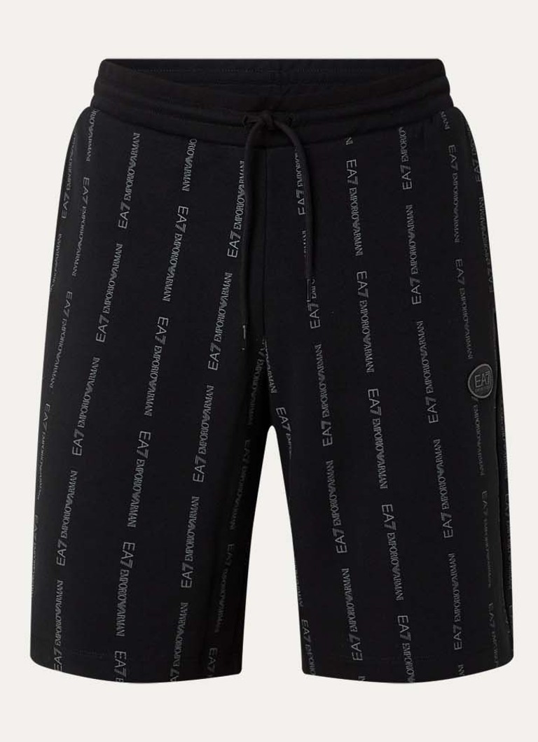 Armani Heren Straight fit korte joggingbroek met logoprint in de kleur Beige