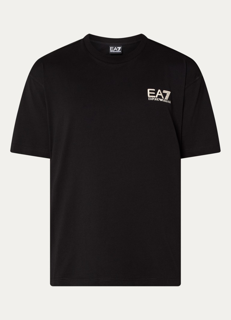 Armani Heren T-shirt met logo- en backprint in de kleur Zwart