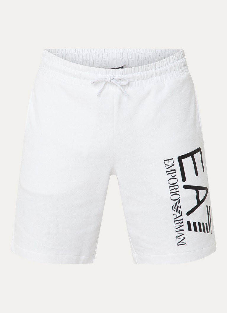 Armani Heren Straight fit korte joggingbroek met logo en steekzakken in de kleur Wit