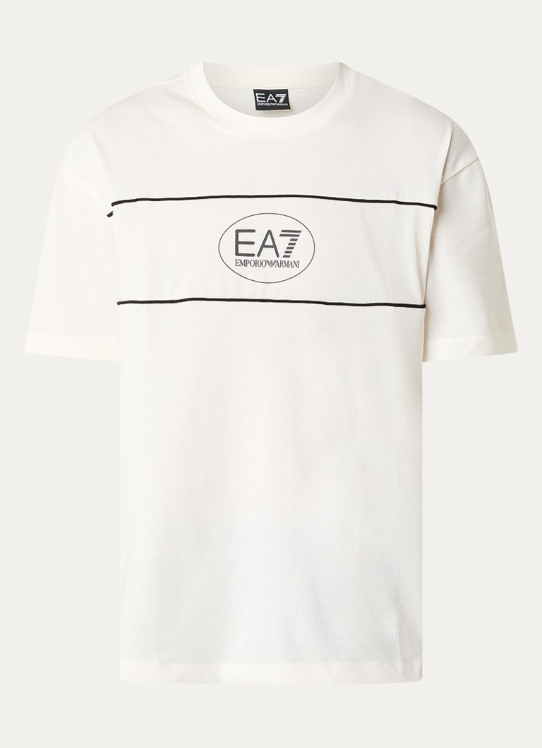 Armani Heren T-shirt met logoprint in de kleur Gebroken wit