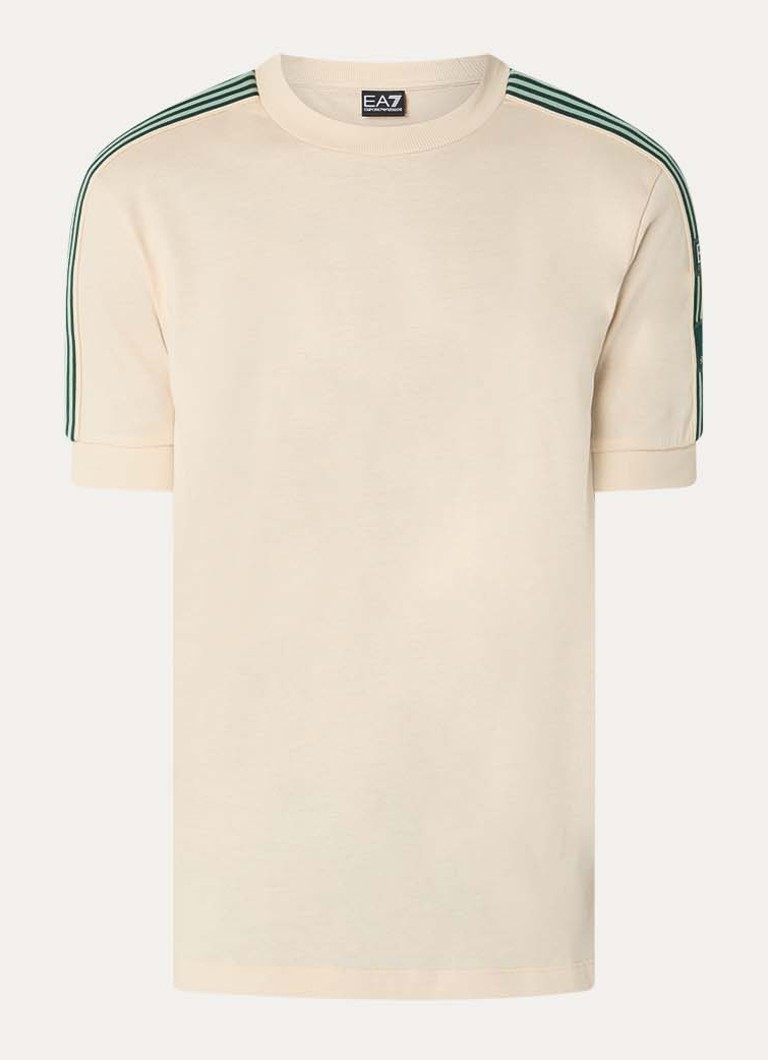 Armani Heren T-shirt met logoborduring in de kleur Beige