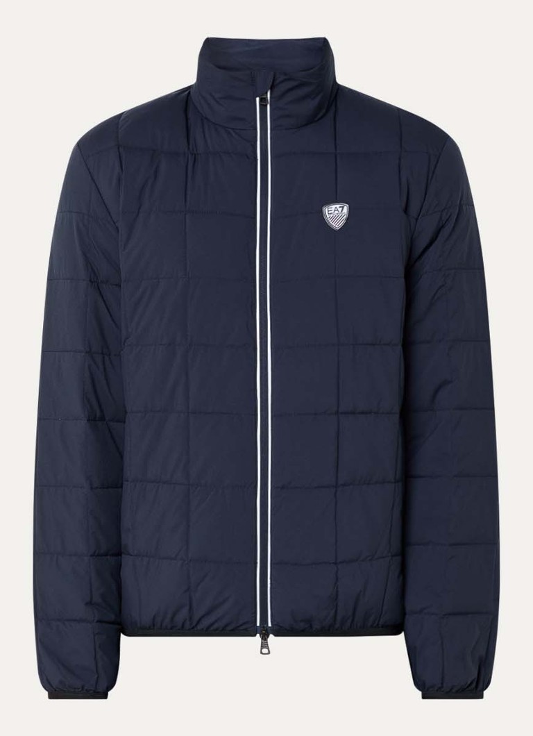 Armani Heren Gewatteerd jack met logo en donsvulling in de kleur Donkerblauw