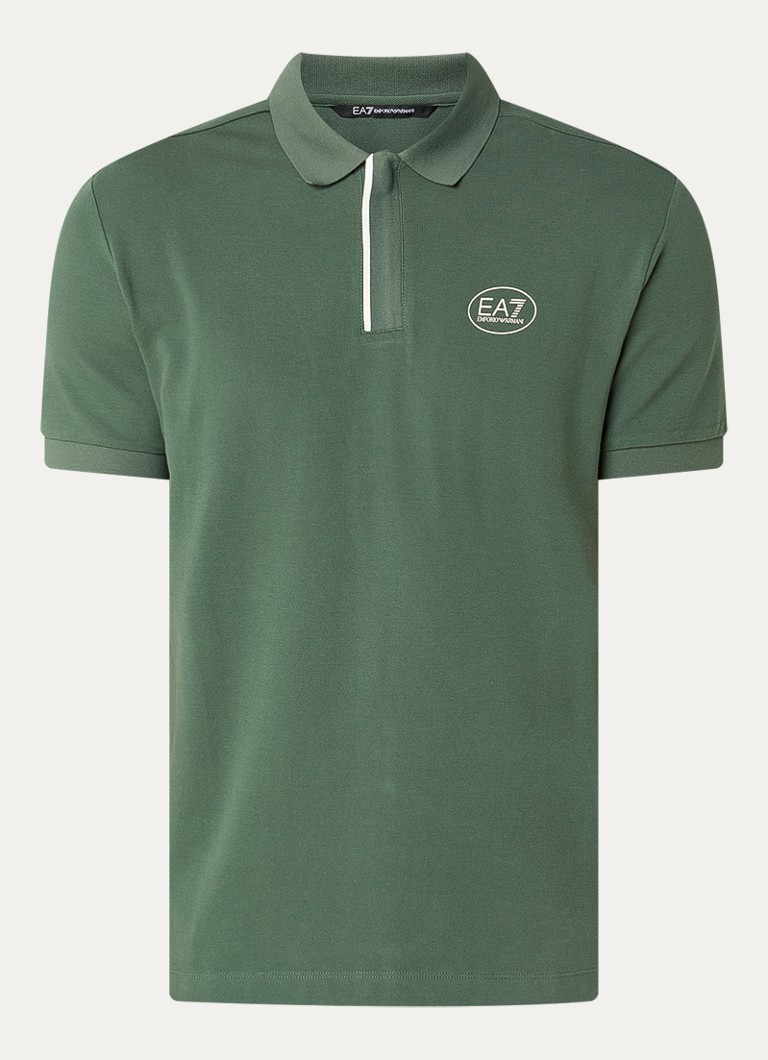 Armani Heren Regular fit polo met logoprint in de kleur Donkergroen