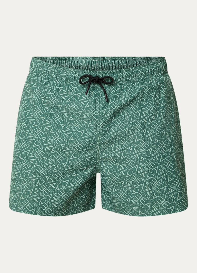 Armani Heren Zwemshorts met logoprint in de kleur Donkergroen