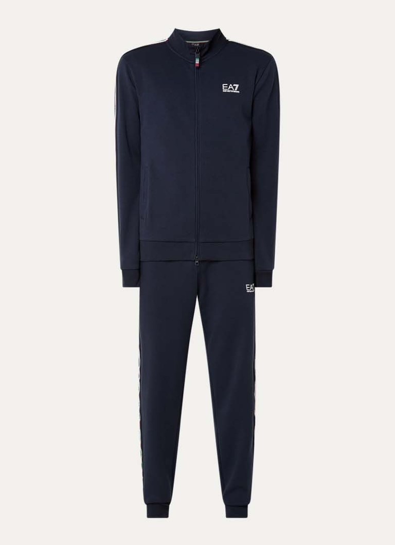 Armani Heren Sweatvest met logo en steekzakken in de kleur Donkerblauw