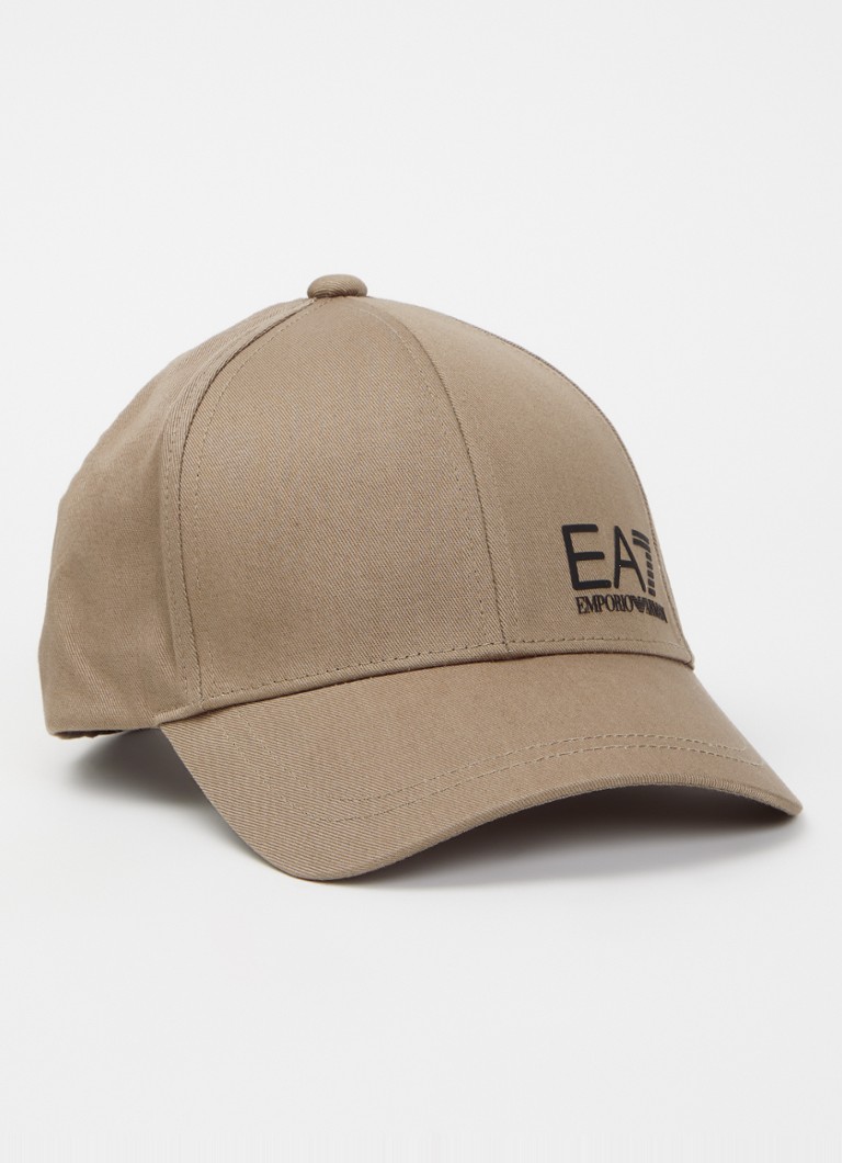 Armani Heren Baseball pet met logo in de kleur Taupe