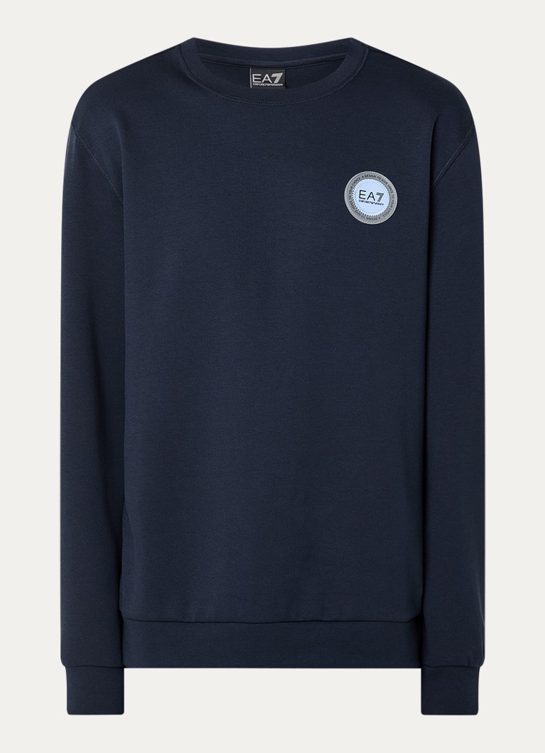Armani Heren Sweater met logo in de kleur Donkerblauw