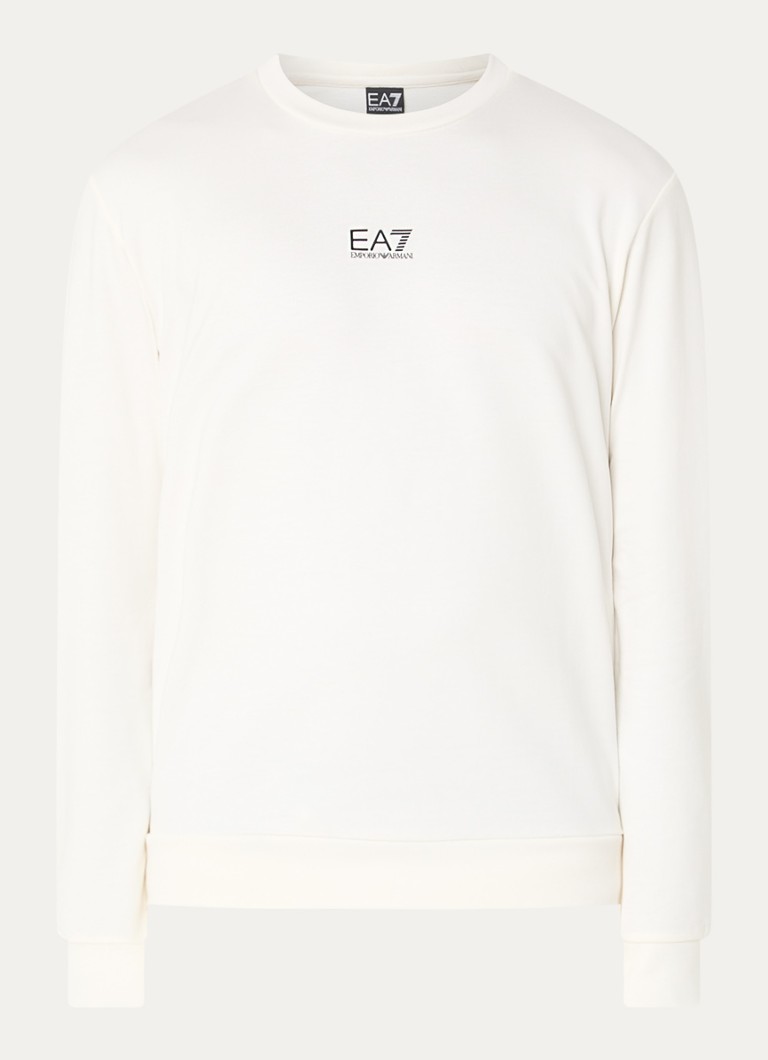 Armani Heren Sweater met logo in de kleur Gebroken wit