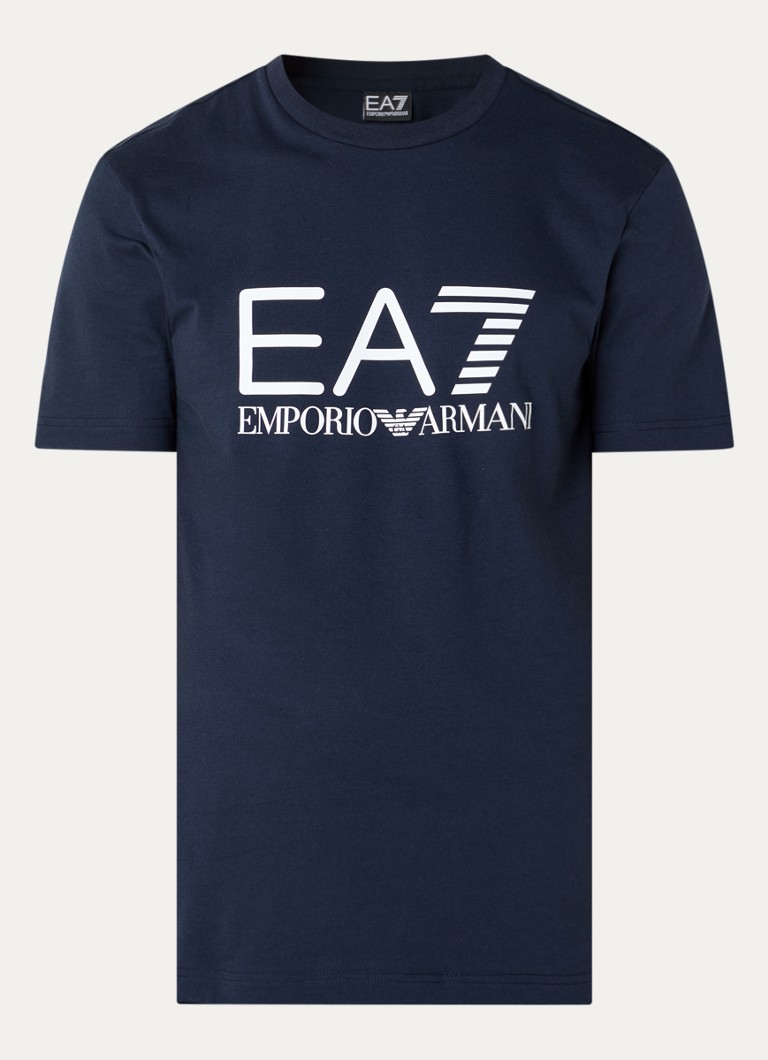 Armani Heren T-shirt met logoprint in de kleur Donkerblauw