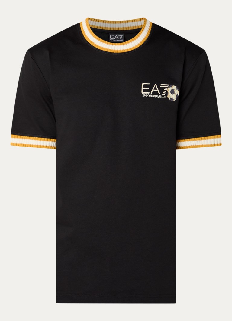 Armani Heren T-shirt met logo- en backprint in de kleur Zwart