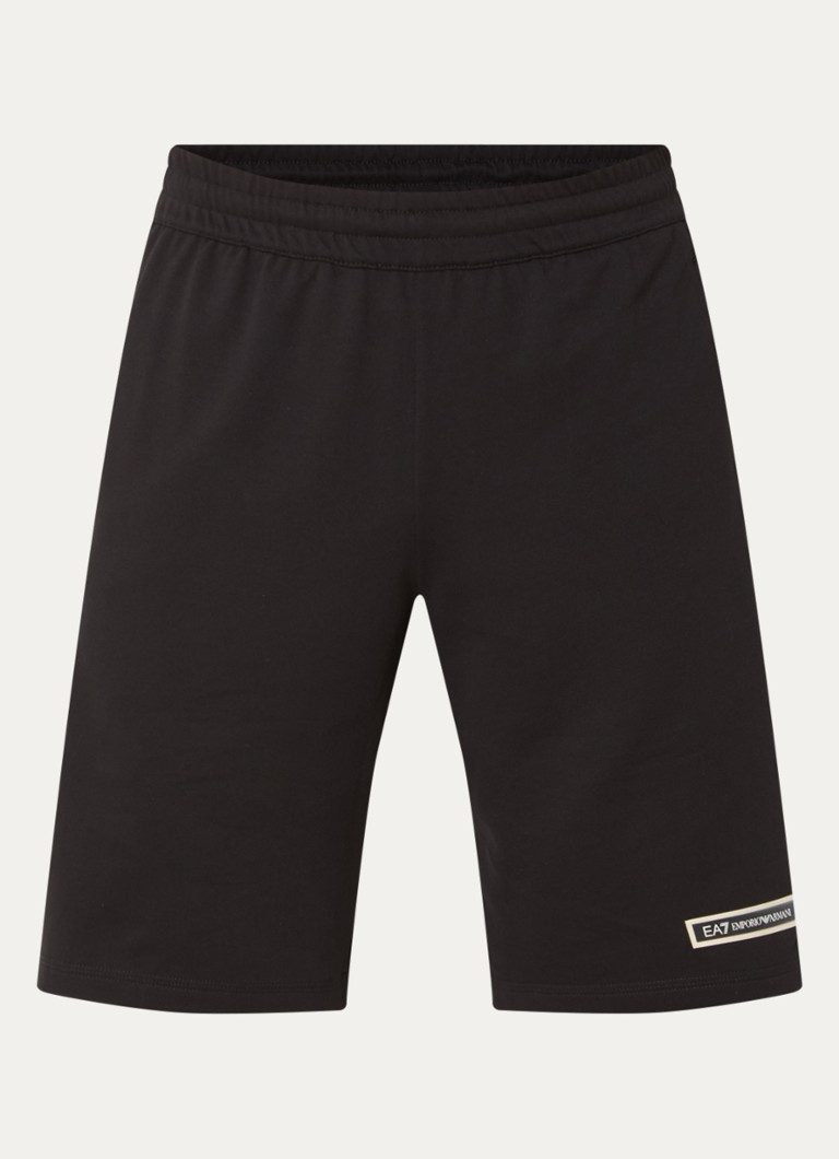 Armani Heren Straight fit korte joggingbroek met logoprint in de kleur Zwart